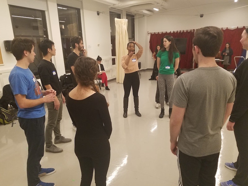 Students participating in the Commedia workshop with Jim Calder.